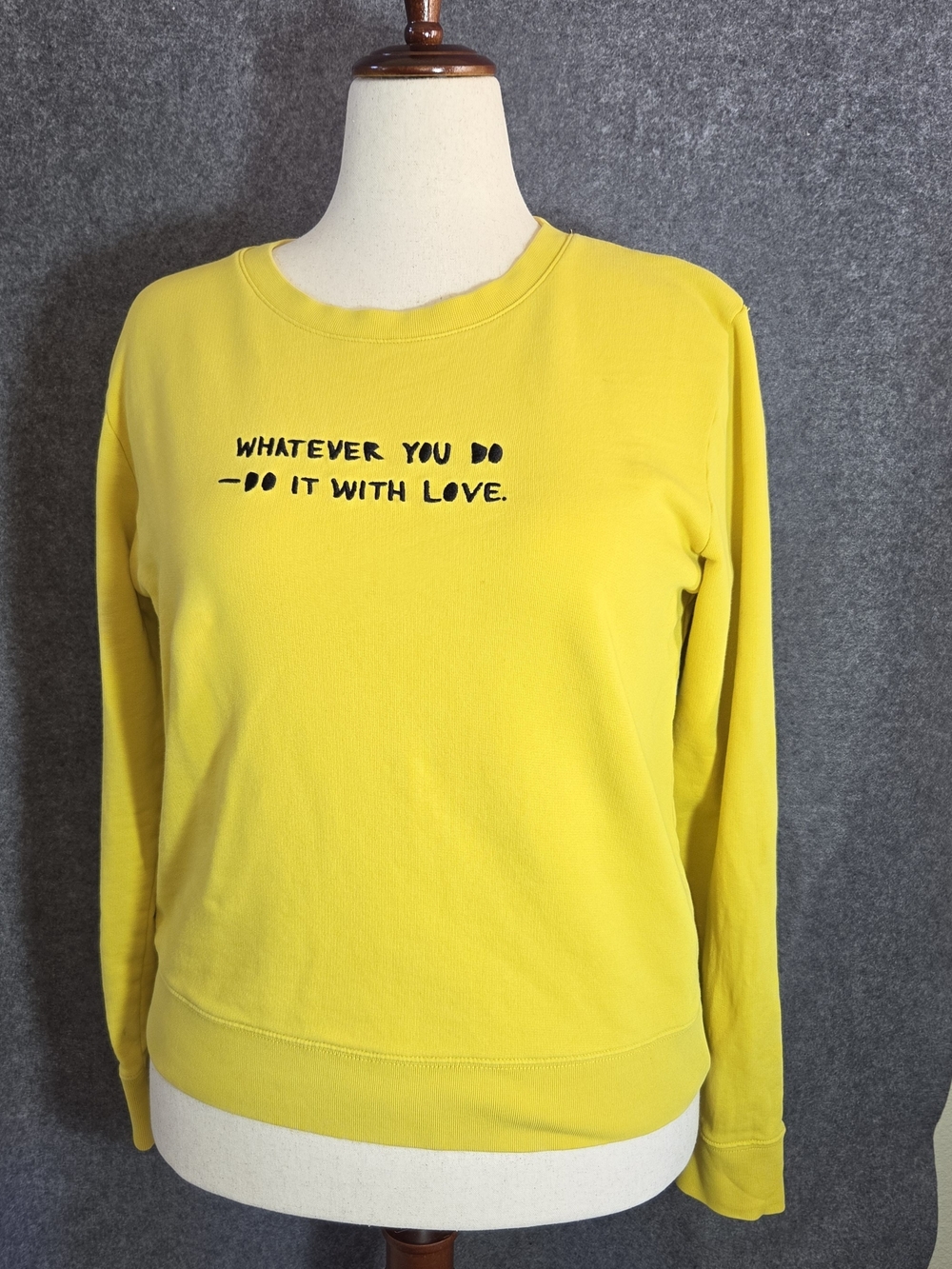 kate spade Bright Yellow Crewneck Sweatshirt with Black Script Size M